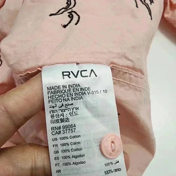 RVCA Embroidered  All Over Short sleeve button down Men's Shirt M 1911 - Picture 6 of 7